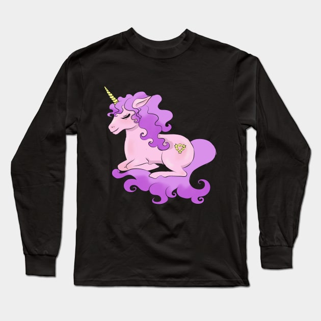 Purple and golden sparkle unicorn Long Sleeve T-Shirt by CintiaSand